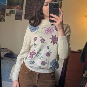 Alfred Dunner Petite Knit Sweater in Cream